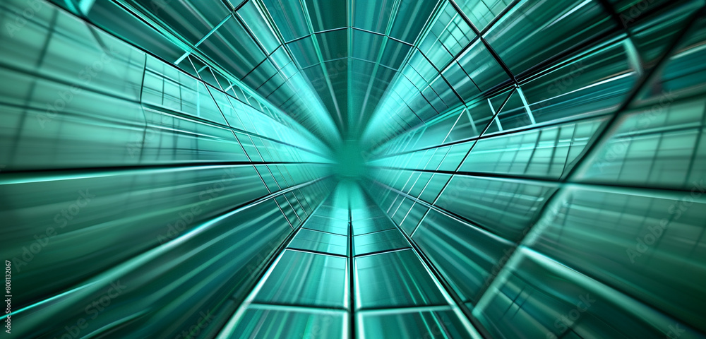Poster precise intersecting sleek teal fractal lines evoke a sense of order and modernity.