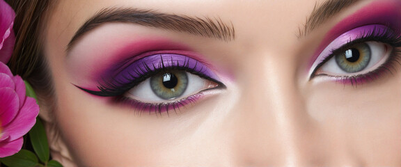 Obraz premium Artistic makeup concept inspired by floral creativity and vibrant colors 