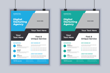 Digital Marketing Agency Corporate Flyer Design Vector Template