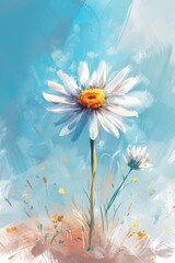 Against a backdrop of lush green foliage, the daisies appear to dance in a gentle breeze, their slender stems swaying gracefully with every movement.