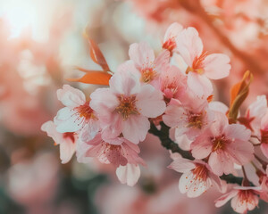 Close-up of cherry blossoms in full bloom