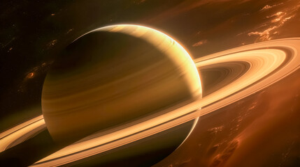 Close-up of Saturn with intricate rings and swirling clouds