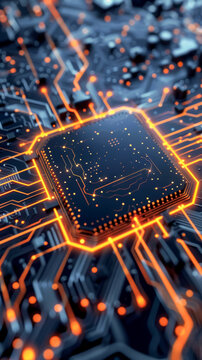 Intricate details of an artificial intelligence circuit board