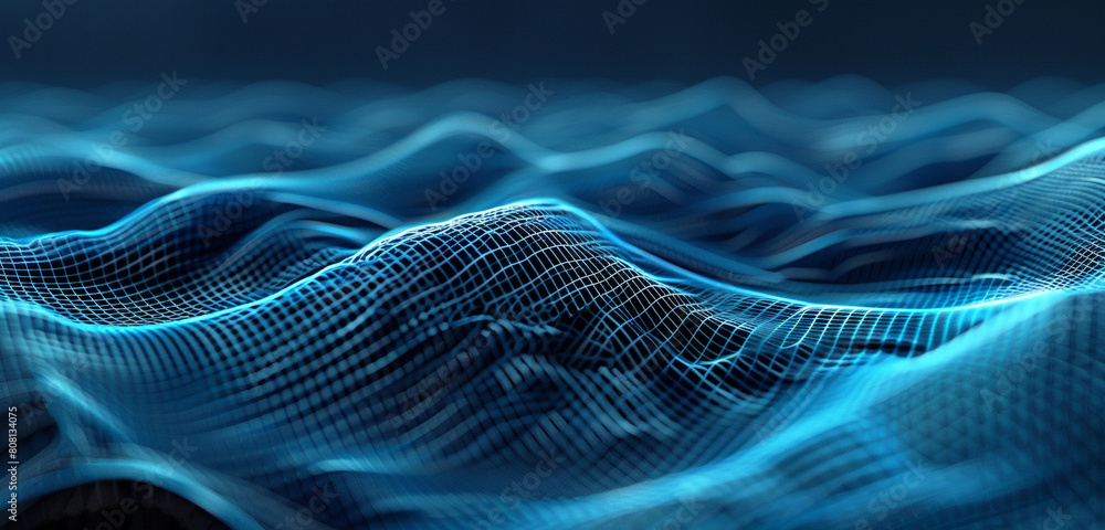 Poster peaceful azure fractal patterns streaming, perfect for calm and reflective spaces.