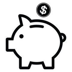 Piggy bank icon. Piggy bank saving money symbol. Baby pig piggy bank. Vector illustration.