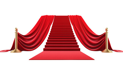 Red carpet isolated on transparent white background, clipping path