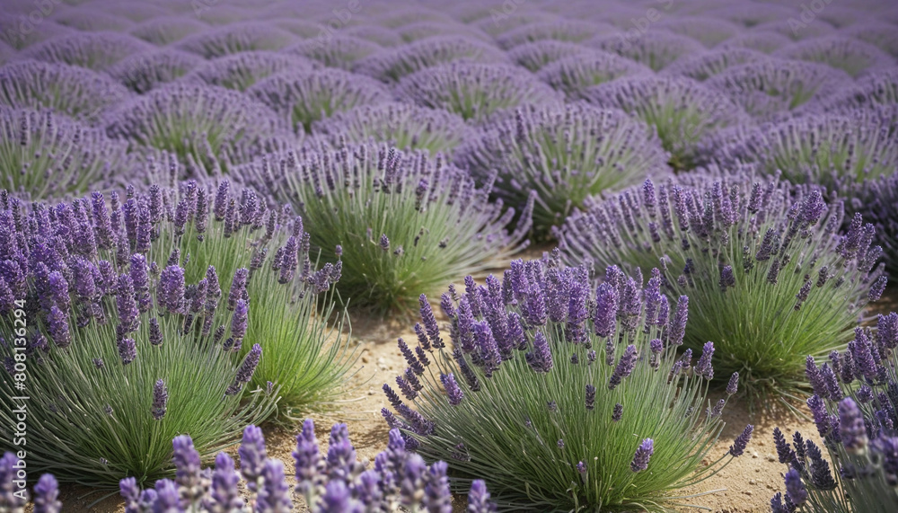 Poster ai-generated photorealistic image of a generative lavender field with copy space, isolated on transp