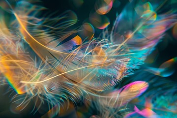 The image is an abstract painting that looks like a cross between a peacock feather and a coral reef. The colors are vibrant and saturated, and the image has a dreamlike quality.