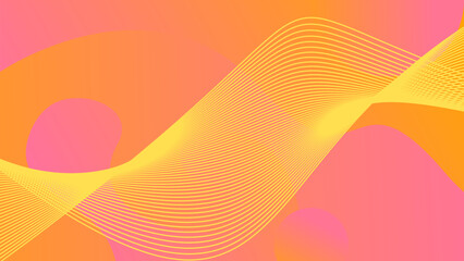 abstract orange background with wafy wireframe design