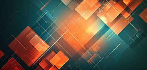 Bright Orange and Dark Teal High-Tech Geometric Wallpaper