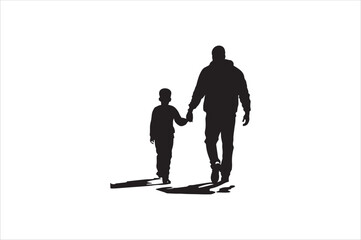 Father and son Silhouette vector Illustration. Father and Boy Vector Illustration.