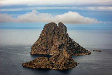 Close up view of Es Vedra and Es Vedranell islands from the Eye of Es Vedra viewpoint, Sant Josep de Sa Talaia, Ibiza, Balearic Islands, Spain