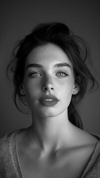 Una evocativa imagen en blanco y negro, de una mujer con unos hermosos labios