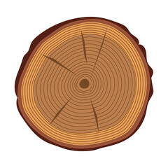 Trunk cut on a white background. Tree trunk ring vector cartoon illustration