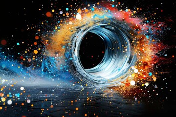 time travel tie warp illustration of an endless colorful tunnel