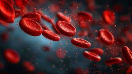 Fototapeta premium Red cells flowing through vein, laboratory microscope doctor patient hospital