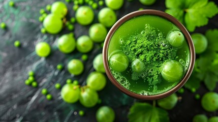 Green harmony between matcha grapes, peace tranquility serenity bliss