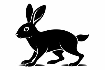 A rabbit silhouette black vector artwork illustration