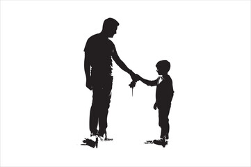 Father and son Silhouette vector Illustration. Father and Boy Vector Illustration.