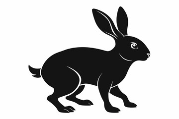 A rabbit silhouette black vector artwork illustration