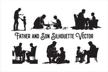 Father and son Silhouette vector Illustration. Father and Boy Vector Illustration.