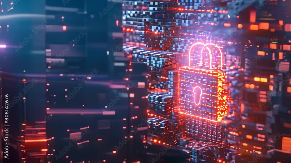 Poster a close-up photo of a lock with a digital screen displaying a secure code, a visual depiction of unb