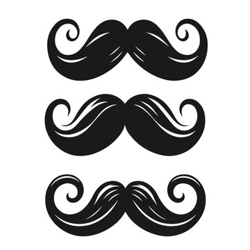 Set of Mostache vector silhouette isolated on white background