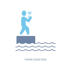 phone addiction concept line icon. Simple element illustration. phone addiction concept outline symbol design.