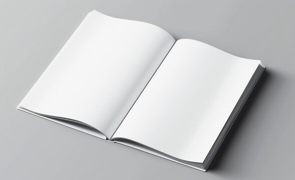 Blank open magazine mockup on gray background