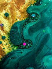 Colorful abstract acrylic painting, colorful background, liquid ink bubble