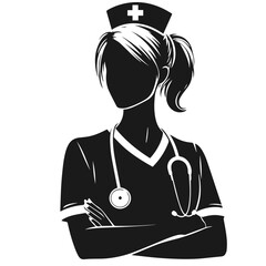 Nurse vector silhouette isolated on white background