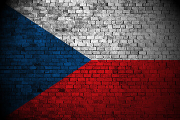 czech flag on brick wall