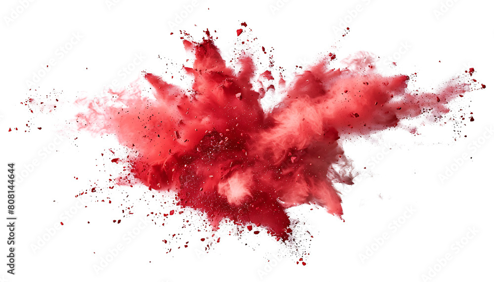 Poster dynamic red chalk explosion effect isolated on white background