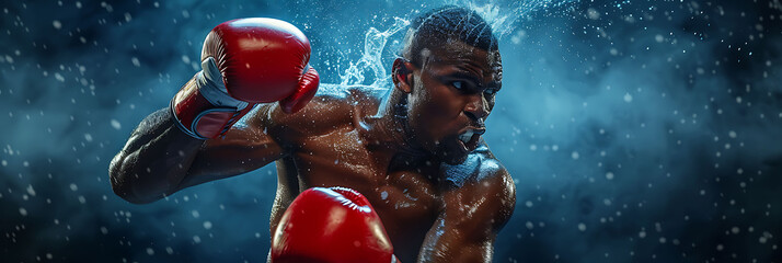 A studio shot of Boxer Dodging Boxing, sports photography, copy space for writing