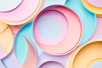 layered paper circles shape, pattern, vibrant, gradient decorative element, colorful and bright colors, spiral waves