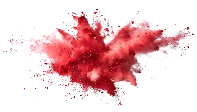 Dynamic Red Chalk Explosion Effect Isolated on White Background