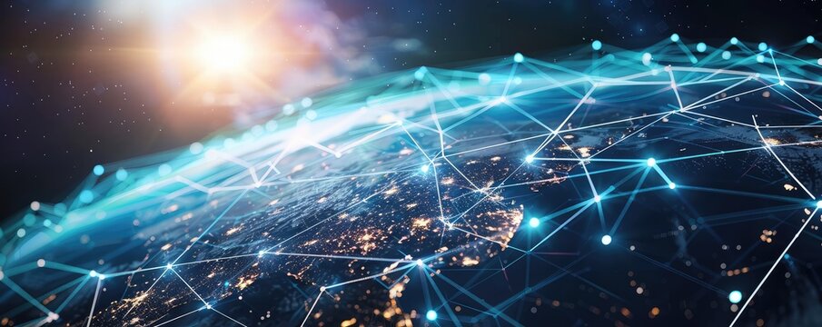 A global network connection over the planet earth.