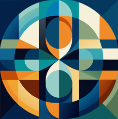 Vector abstraction in Mid-century Modern style: The art of circular patterns
