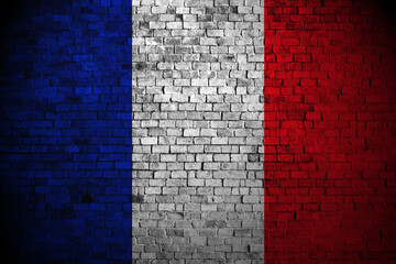 france flag on brick wall