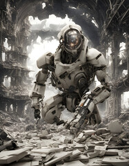 The future world is destroyed by human handiwork.