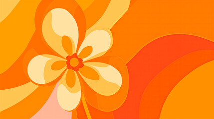 Vintage retro floral design with vibrant orange and yellow swirls, ideal for backgrounds.
