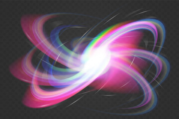 Crystal rainbow light reflection effect. Colorful clear iridescent lenses.