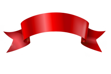 The red ribbon banner stands out against the white background, adding a pop of color to the design.