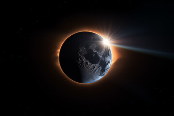 Obraz premium Solar eclipse casting a dramatic shadow on the surface of the Earth