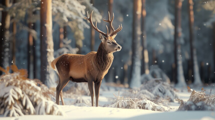 The European fallow deer in Winter Season