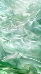 A tranquil and elegant ascent of pearl and seafoam green waves, merging in a soft dance that mirrors the peaceful flow of a serene lagoon.