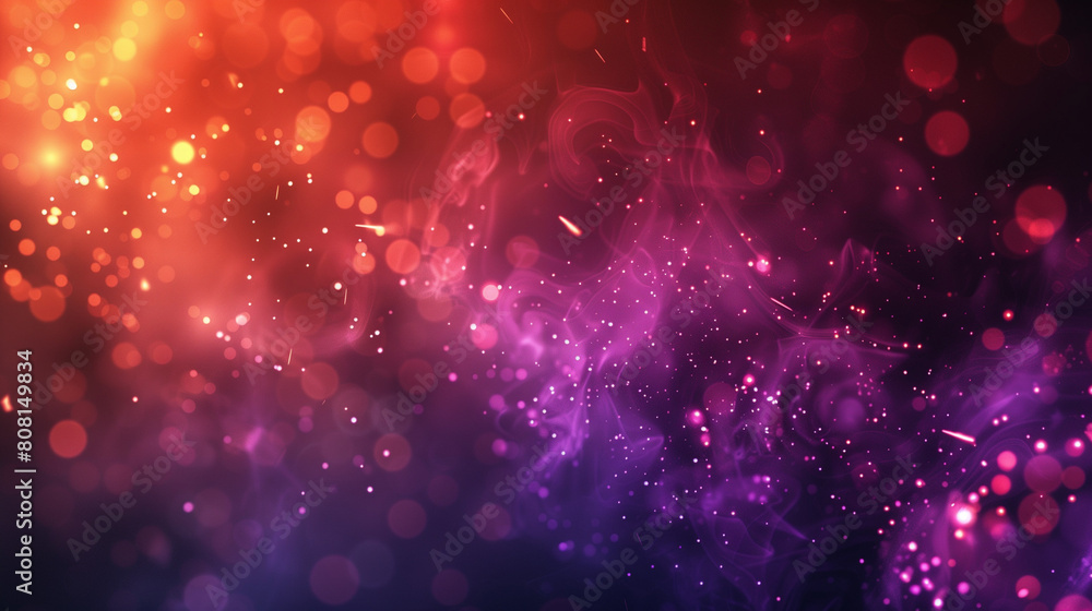 Aufkleber a dark abstract bokeh background infused with magic smoke, sparks, and neon elements, creating an en