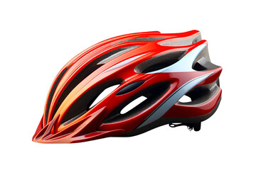 The red and white bike helmet is made of lightweight and durable materials