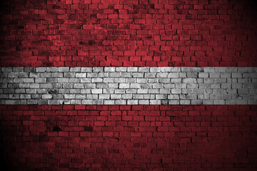 latvia flag on brick wall