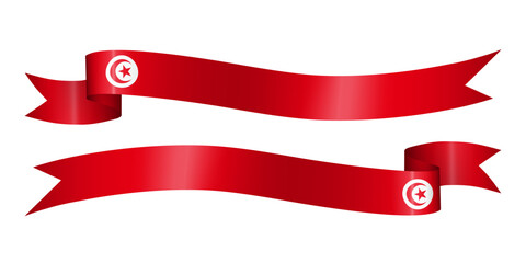 Set of flag ribbon with colors of Tunisia for independence day celebration decoration